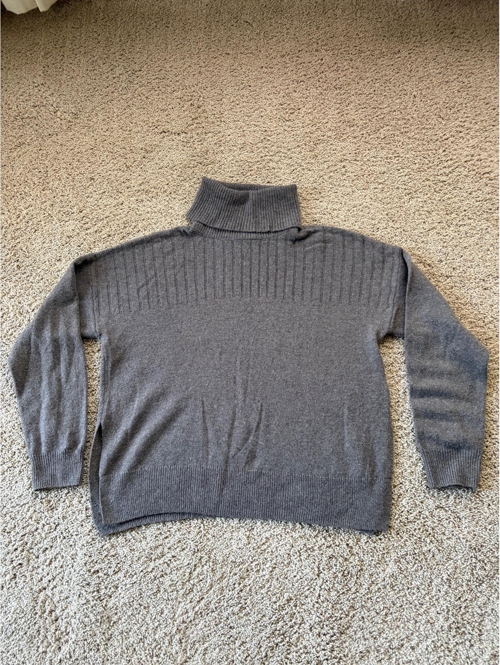 Madewell Brown Wool Blend Ribbed Turtleneck Sweater Lightweight Medium